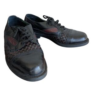Vintage Enigma Milano Black Burgundy‎ Weave Checkers Ska Punk Formal Dress Shoes